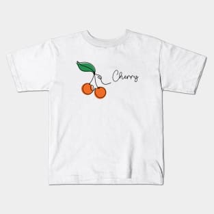 Cherry with leaf continuous one line drawing Kids T-Shirt